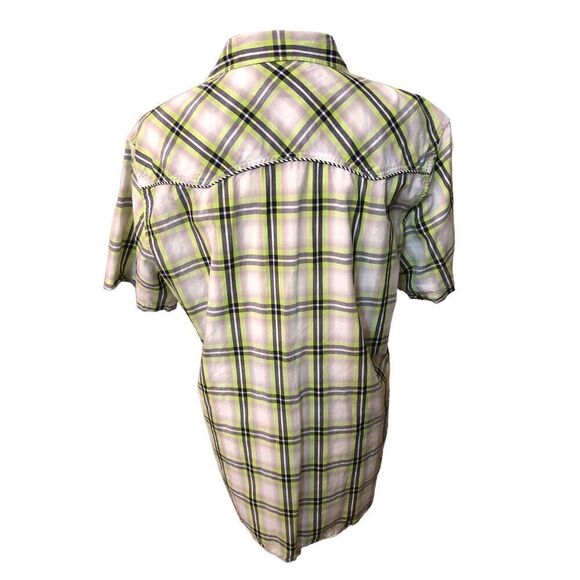 Western Bone Collector Pearl Snap Button Pocketed Plaid Shirt size L - Picture 4 of 9